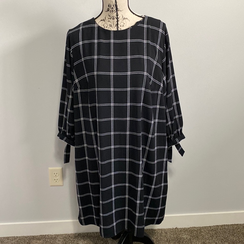 A New Day Black Dress 3/4 Tie Sleeves